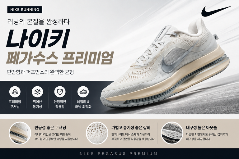 나이키 런닝화 페가수스 프리미엄, 편안함과 퍼포먼스를 완성한 러닝화 운동화  러닝,워킹등 다양한 활용