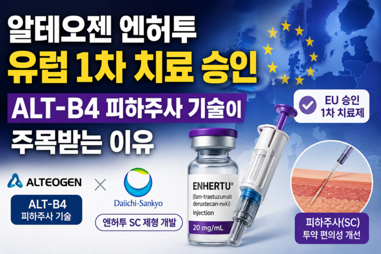 알테오젠 엔허투 유럽 1차 치료 승인, ALT-B4 피하주사 기술이 주목받는 이유