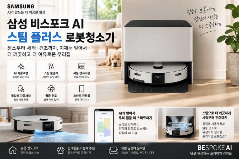 삼성 비스포크 울트라 청소기 올인원 로봇청소기 추천VR80F01SDG  무선청소기 100도 스팀 살균 직배수 자동급배수 물걸레 AI 스팀 역대한정가
