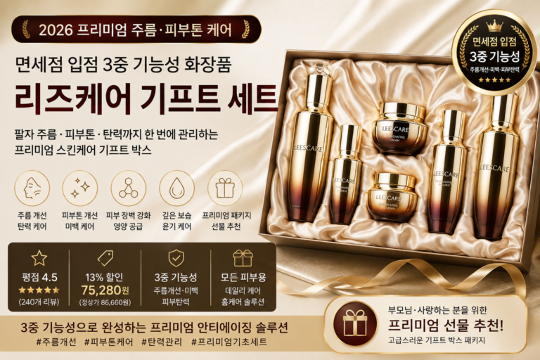 리즈케어 3중 기능성 스킨케어 세트, 피부미용 팔자주름·  탄력크림 ·피부톤 관리, 여성 화장품 세트 추천