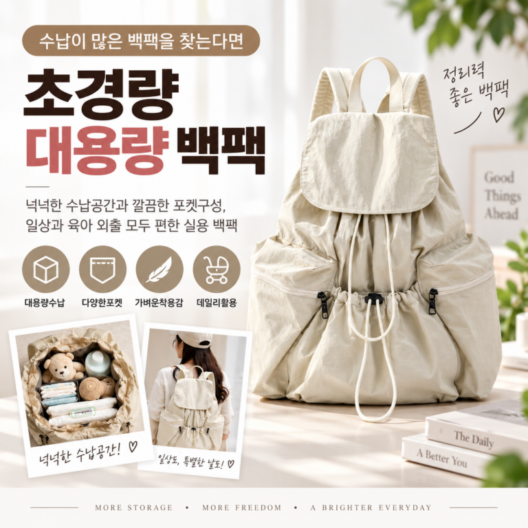 여성 백팩 추천, 수납력 좋은 백팩으로 기저귀 가방 활용 가능