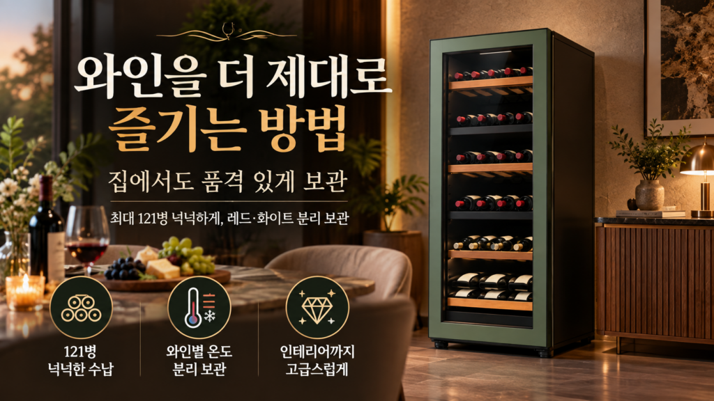 LG 오브제컬렉션 와인셀러 W1213GG, 와인 보관이 훨씬 편해지는 121병 대용량 와인냉장고  레드와인 화이트와인 하우스와인 제품 이미지